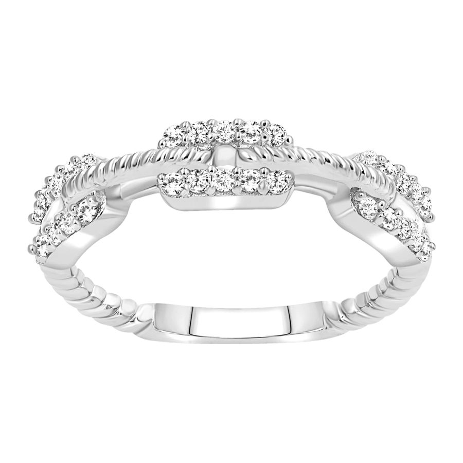 LADIES BAND 0.25CT ROUND DIAMOND 14K WHITE GOLD - Image 1