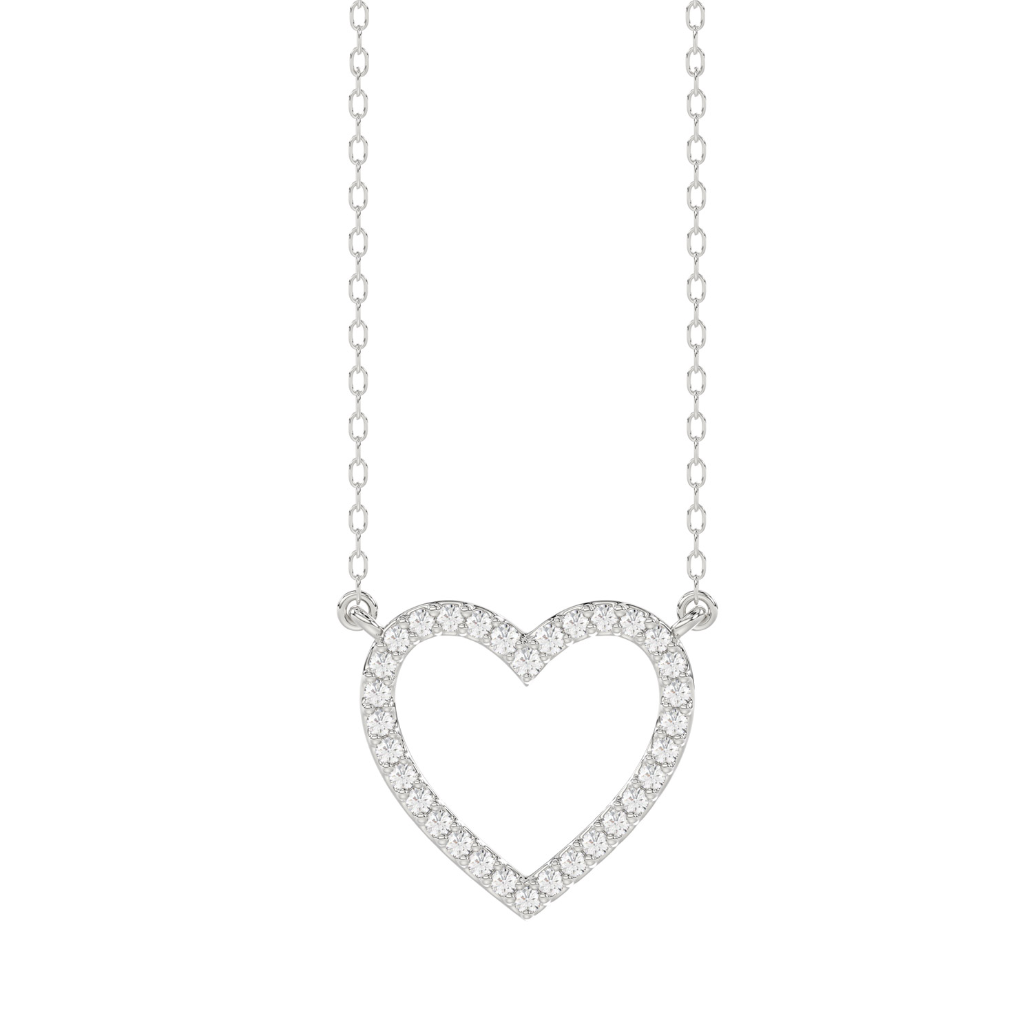 LADIES NECKLACE 0.10CT ROUND DIAMOND 10K WHITE GOLD - Image 1