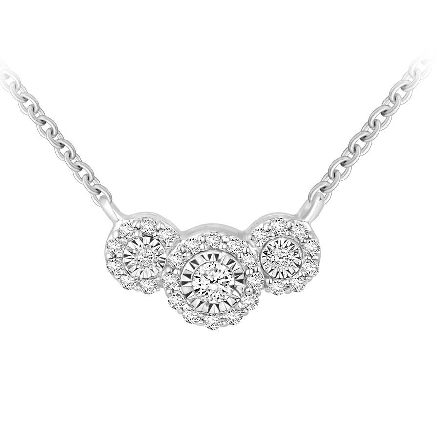 LADIES NECKLACE 0.15CT ROUND DIAMOND 10K WHITE GOLD - Image 1