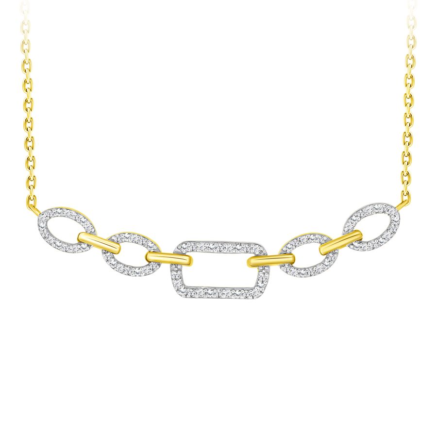 LADIES NECKLACE 0.15CT ROUND DIAMOND 10K YELLOW GOLD - Image 1