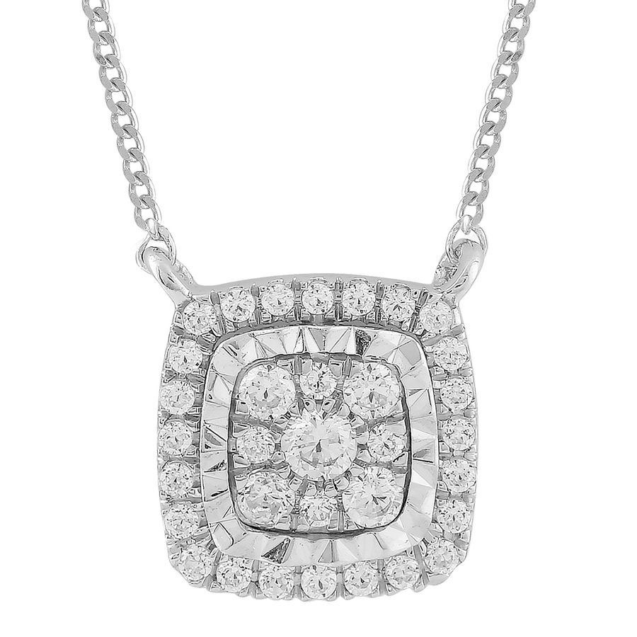 LADIES NECKLACE 0.20CT ROUND DIAMOND 10K WHITE GOLD - Image 1