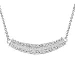 LADIES NECKLACE 0.50CT ROUND/BAGUETTE DIAMOND 14K WHITE GOLD (SI QUALITY)