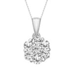 LADIES PENDANT WITH CHAIN 0.75CT ROUND DIAMOND 14K WHITE GOLD