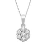 LADIES PENDANT WITH CHAIN 0.33CT ROUND DIAMOND 10K WHITE GOLD
