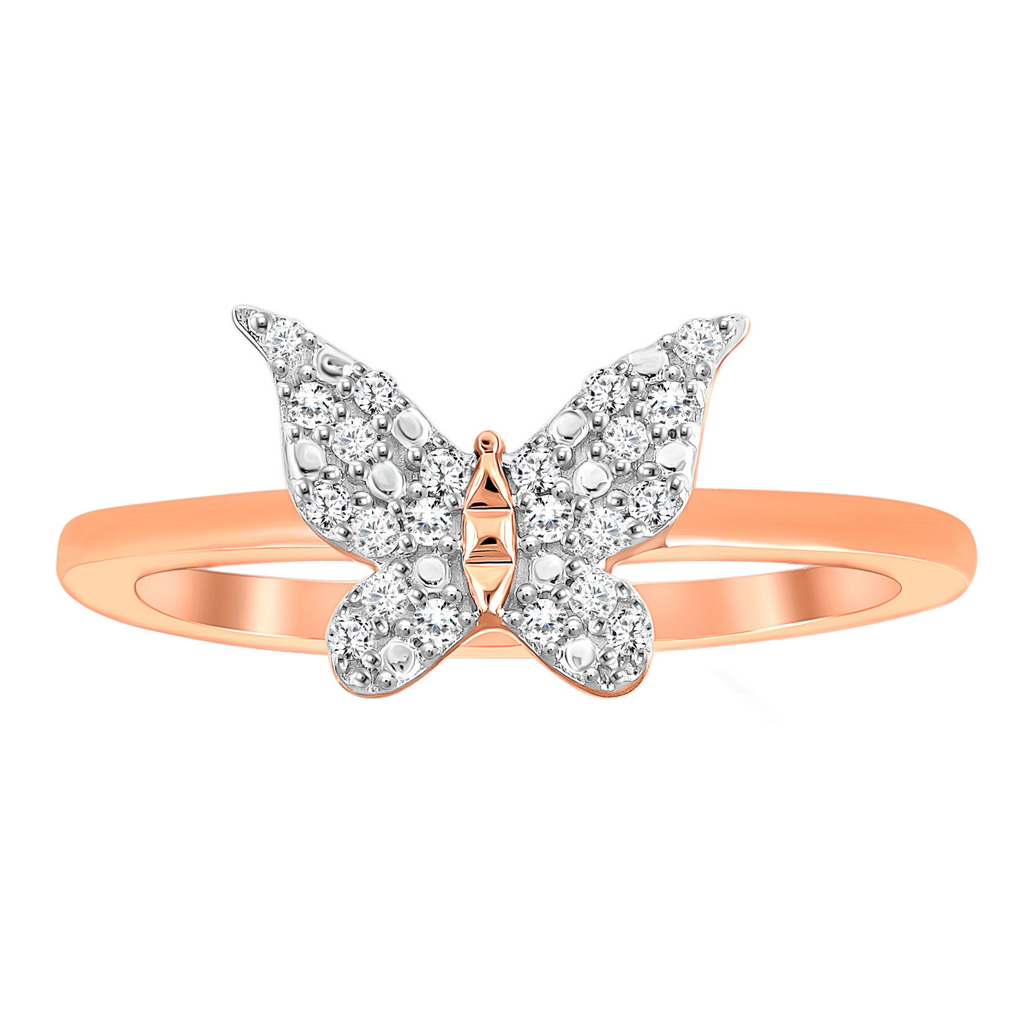 LADIES RING 0.10CT ROUND DIAMOND 10K ROSE GOLD - Image 1