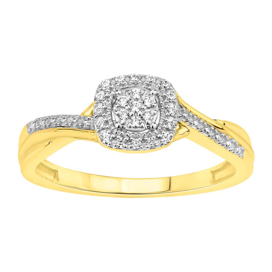 LADIES RING 0.10CT ROUND DIAMOND 10K YELLOW GOLD - Image 1