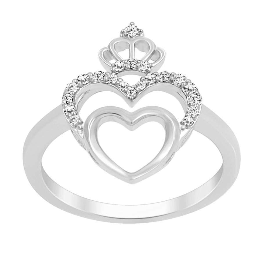 LADIES RING 0.15CT ROUND DIAMOND 10K WHITE GOLD - Image 1