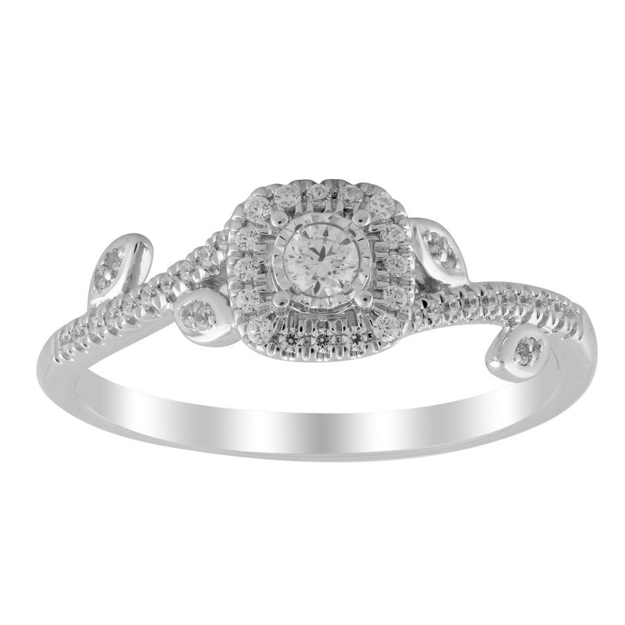 LADIES RING 0.25CT ROUND DIAMOND 10K WHITE GOLD - Image 1