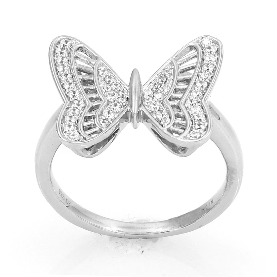 LADIES RING 0.25CT ROUND DIAMOND 10K WHITE GOLD - Image 1