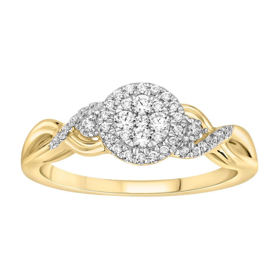 LADIES RING 0.25CT ROUND DIAMOND 10K YELLOW GOLD - Image 1