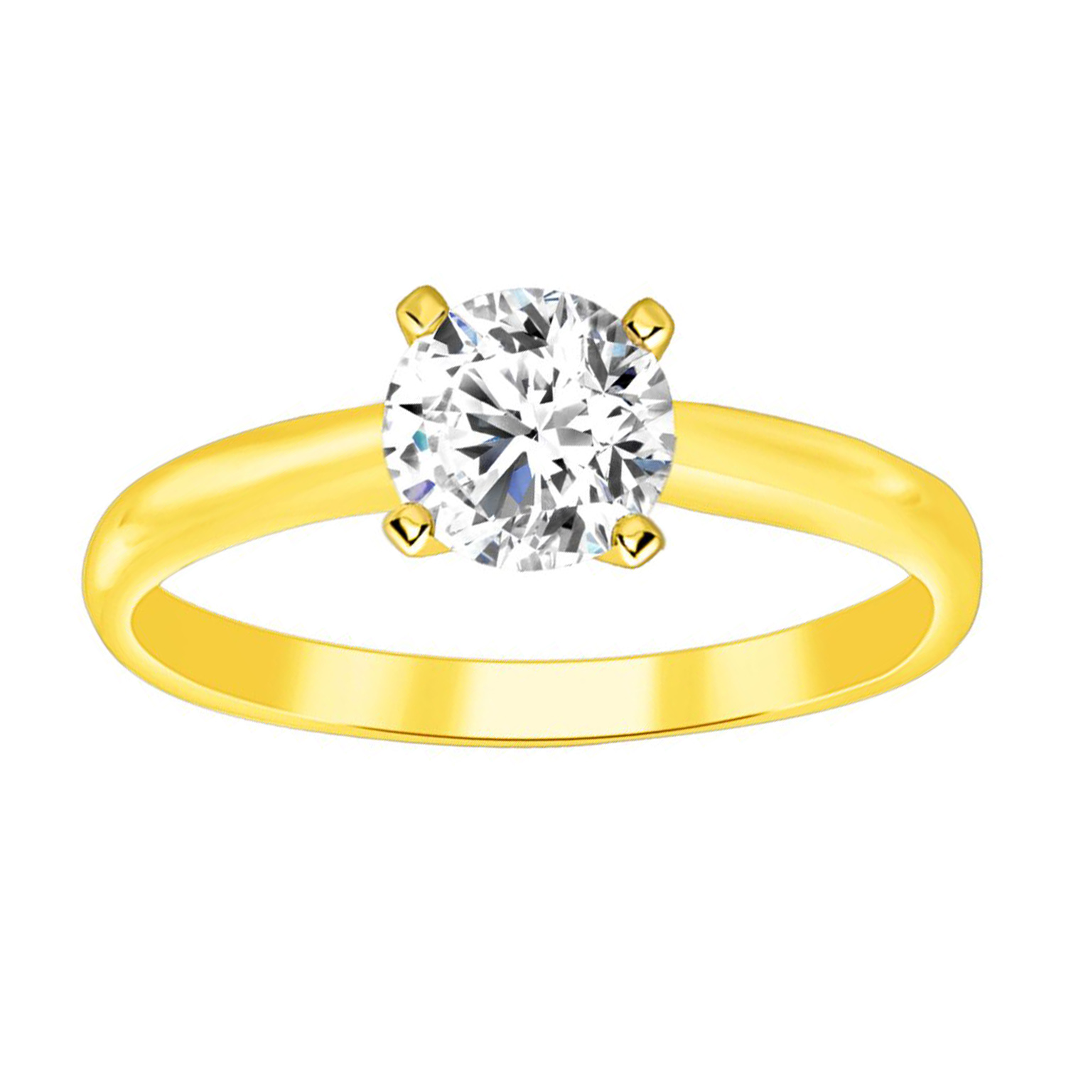 LADIES SOLITAIRE RING 0.33CT ROUND DIAMOND 14K YELLOW GOLD - Image 1