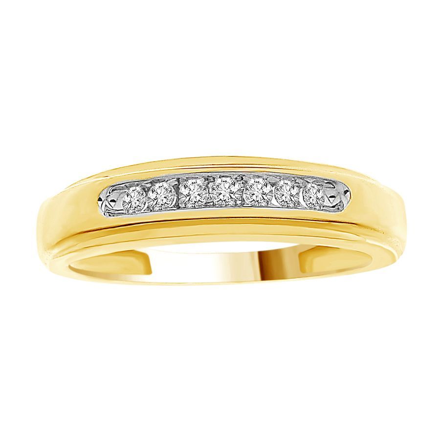 MEN'S BAND 0.15CT ROUND DIAMOND 10K YELLOW GOLD - Image 1