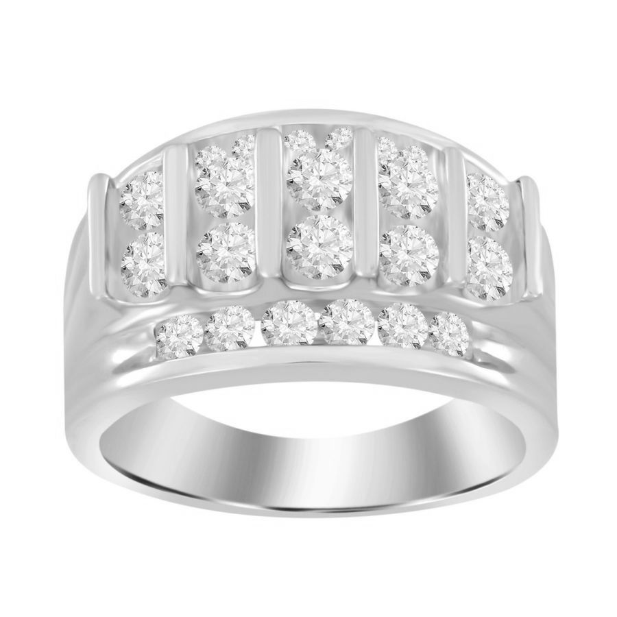 MEN'S BAND 2.00CT ROUND DIAMOND 14K WHITE GOLD - Image 1
