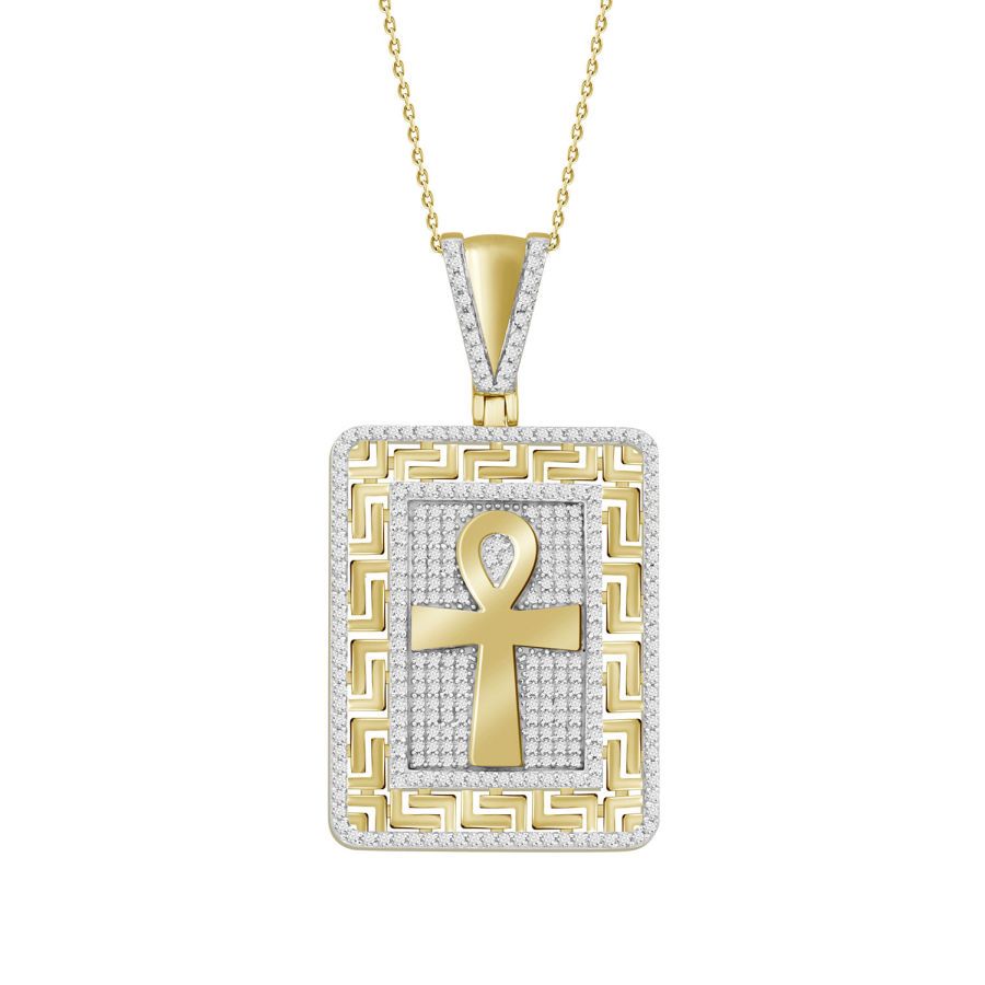MEN'S CHARM 0.70CT ROUND DIAMOND 10K YELLOW GOLD - Image 1