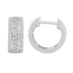 MEN'S HOOP EARRINGS 0.20CT ROUND DIAMOND 10K WHITE GOLD