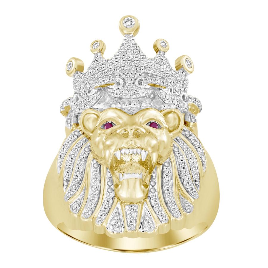 MEN'S RING 0.50CT ROUND DIAMOND 10K YELLOW GOLD - Image 1