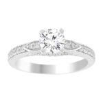 LADIES SEMI MOUNT BRIDAL SET 0.33CT ROUND DIAMOND 14K WHITE GOLD (CENTER STONE 1.00CT ROUND DIAMOND)