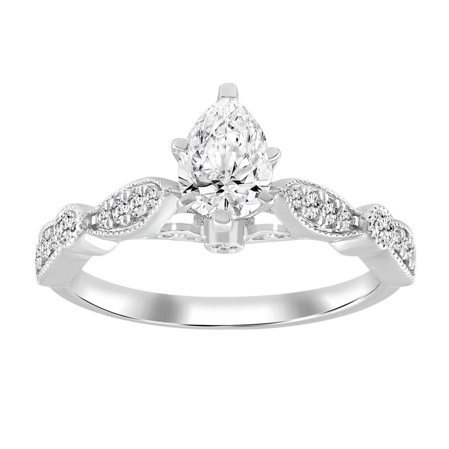 LADIES ENGAGEMENT RING SEMI MOUNT 0.25CT ROUND DIAMOND 14K WHITE GOLD - Image 1