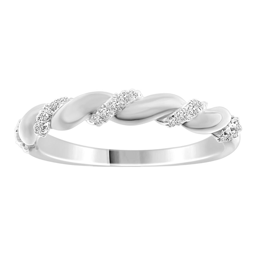 LADIES STACKABLE BAND 0.11CT ROUND DIAMOND 10K WHITE GOLD - Image 1