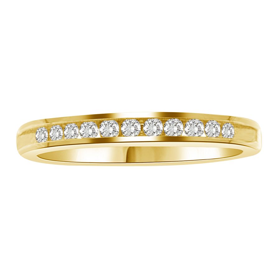 LADIES BAND 0.15CT ROUND DIAMOND 14K YELLOW GOLD - Image 1