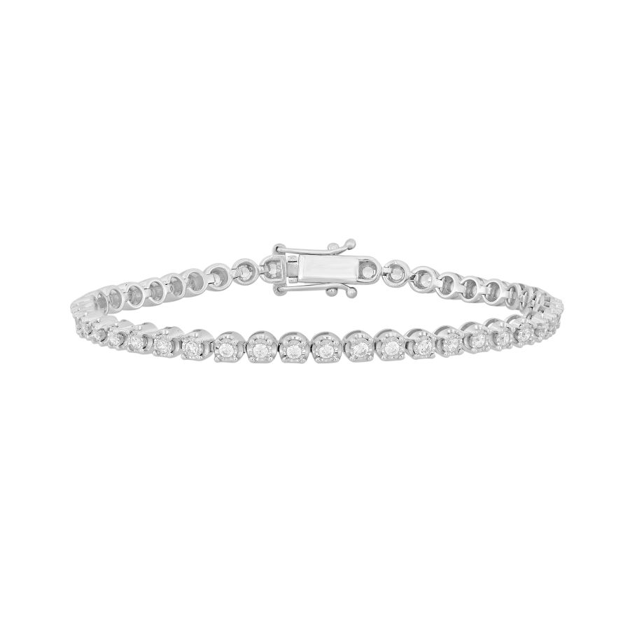 LADIES BRACELET 2.00CT ROUND DIAMOND 14K WHITE GOLD - Image 1