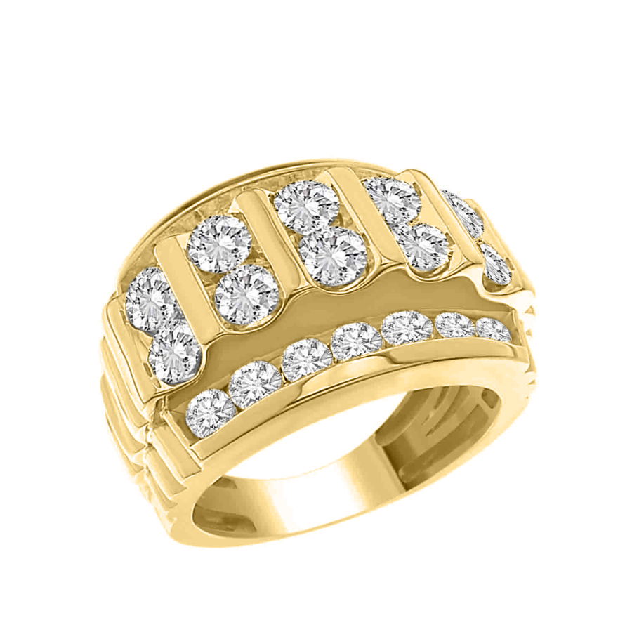 MEN'S BAND 4.00CT ROUND DIAMOND 10K YELLOW GOLD - Image 1