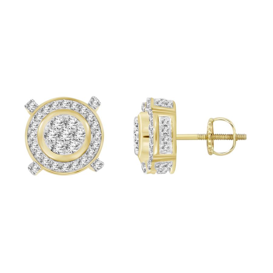 LADIES STUD EARRINGS 0.50CT ROUND DIAMOND 10K YELLOW GOLD - Image 1