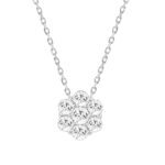 LADIES PENDANT WITH CHAIN 0.50CT ROUND DIAMOND 14K WHITE GOLD
