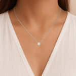 LADIES PENDANT WITH CHAIN 0.50CT ROUND DIAMOND 14K WHITE GOLD - Image 4