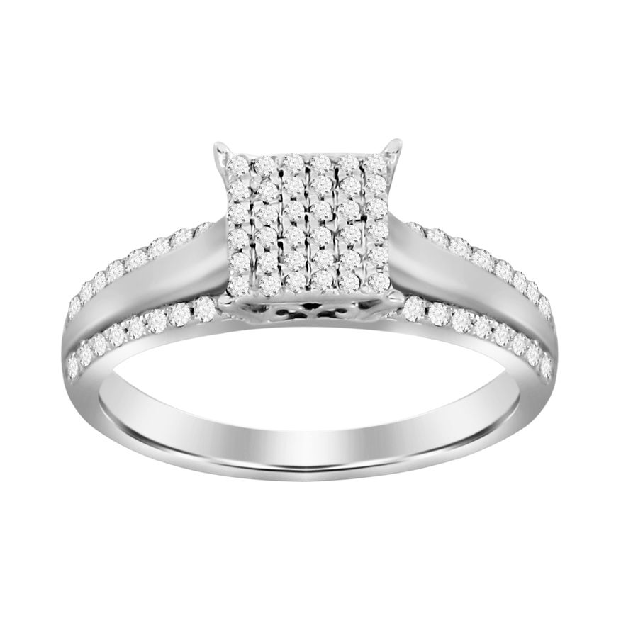 LADIES RING 0.20CT ROUND DIAMOND 10K WHITE GOLD - Image 1