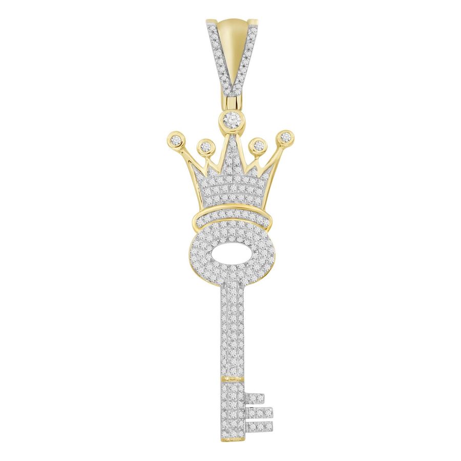 MEN'S CHARM 0.65CT ROUND DIAMOND 10K YELLOW GOLD - Image 1