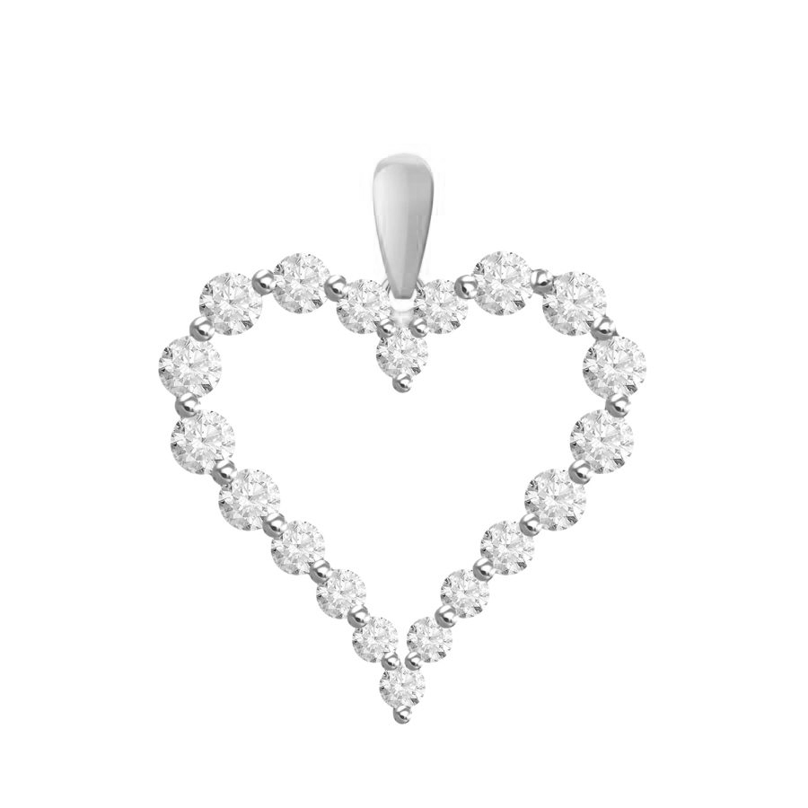 LADIES HEART PENDANT WITH CHAIN 0.50CT ROUND DIAMOND 14K WHITE GOLD (SI QUALITY) - Image 1