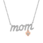 LADIES NECKLACE 0.15CT ROUND DIAMOND 10K WHITE/ROSE GOLD