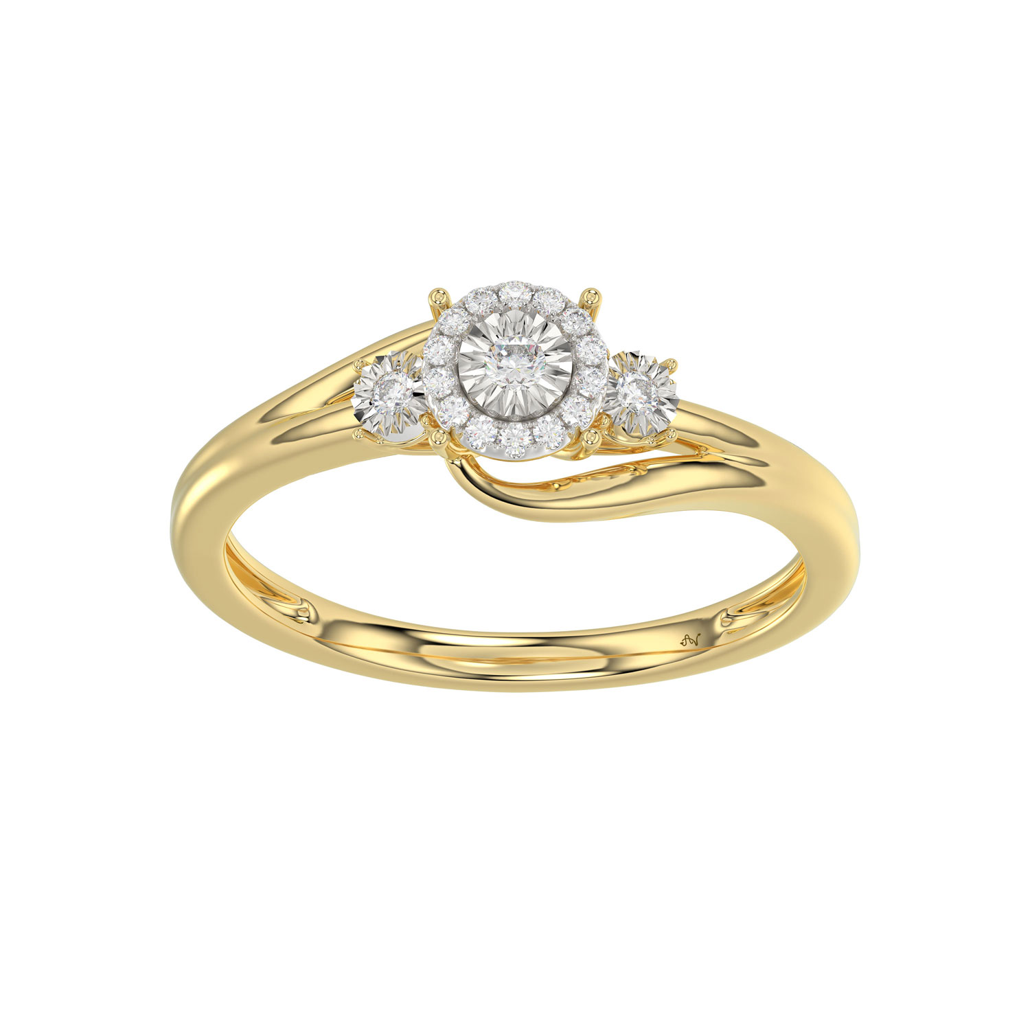 LADIES RING 0.15CT ROUND DIAMOND 10K YELLOW GOLD - Image 1