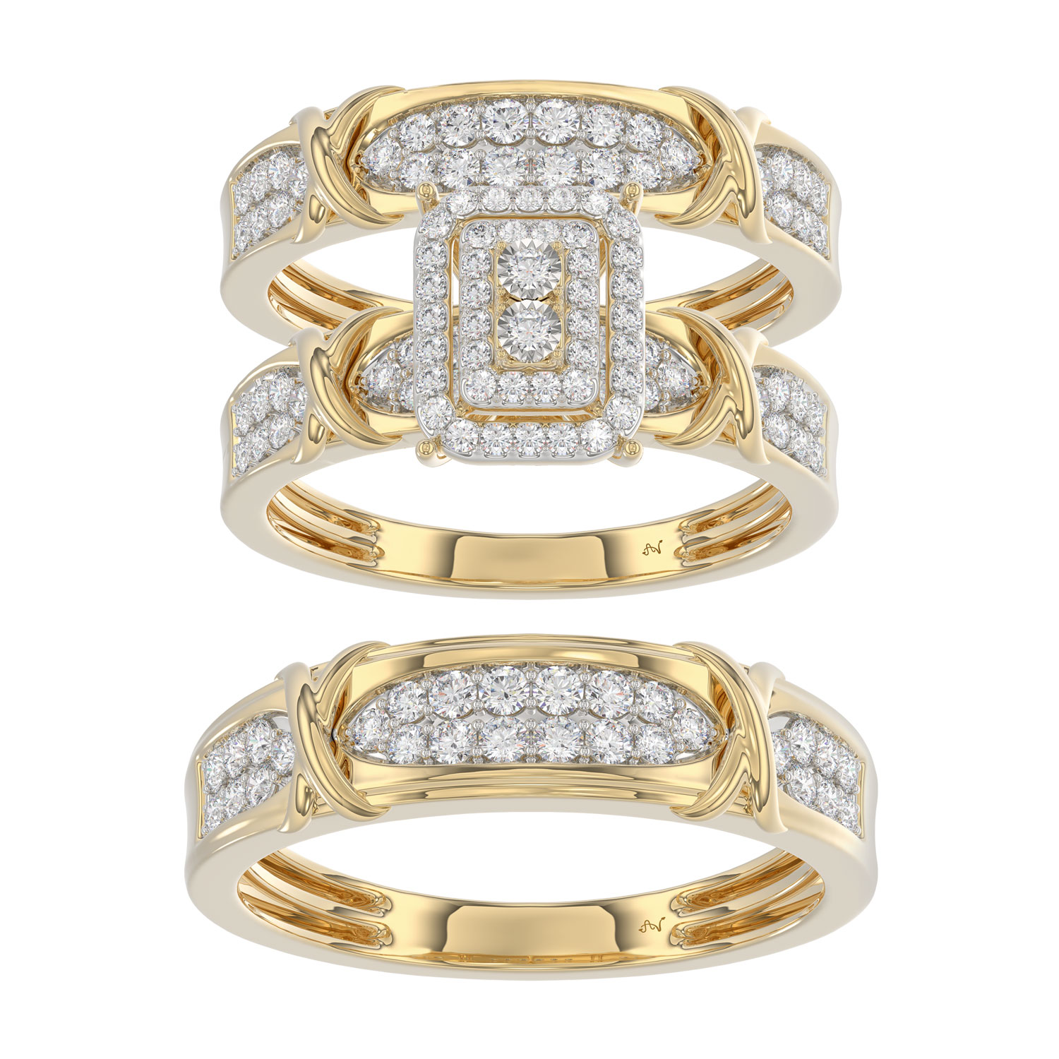 LADIES TRIOS 1.00CT ROUND DIAMOND 10K YELLOW GOLD - Image 1