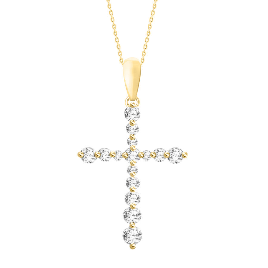 LADIES PENDANT WITH CHAIN 0.50CT ROUND DIAMOND 14K YELLOW GOLD (SI QUALITY) - Image 1