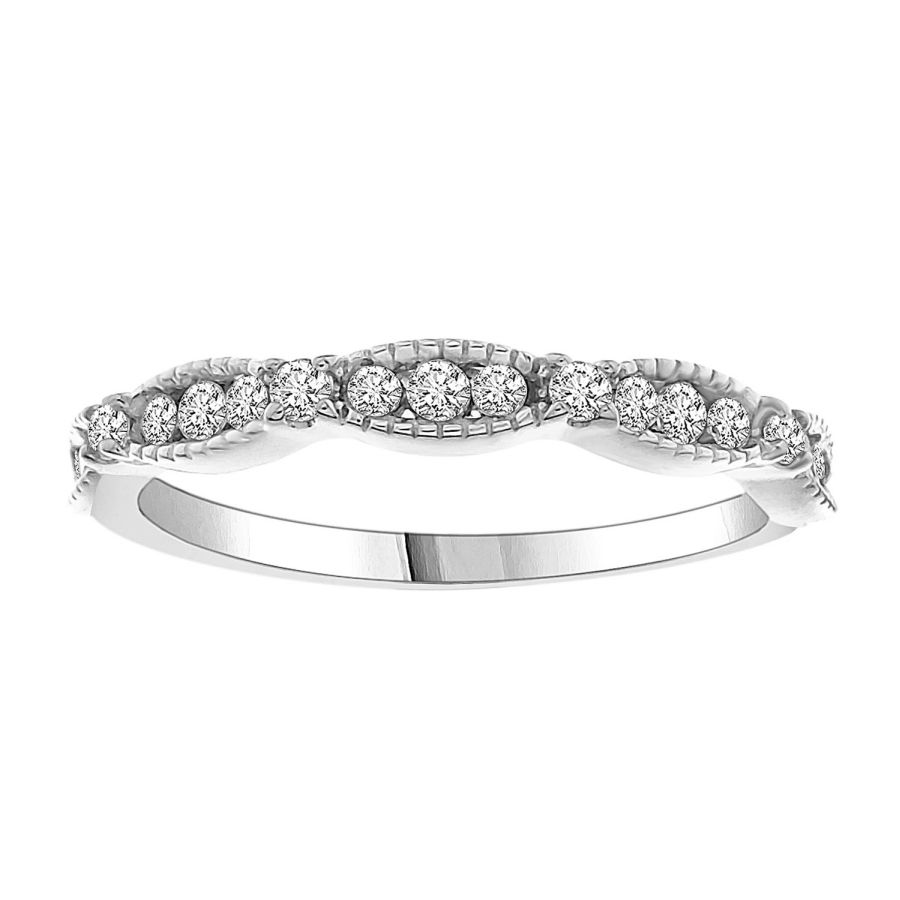 LADIES STACKABLE BAND 0.25CT ROUND DIAMOND 10K WHITE GOLD - Image 1