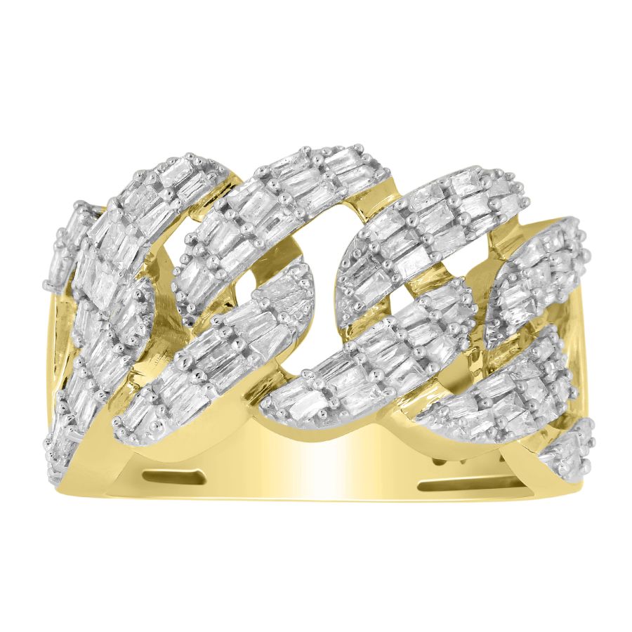 MEN'S RING 1.00CT BAGUETTE DIAMOND 10K YELLOW GOLD - Image 1