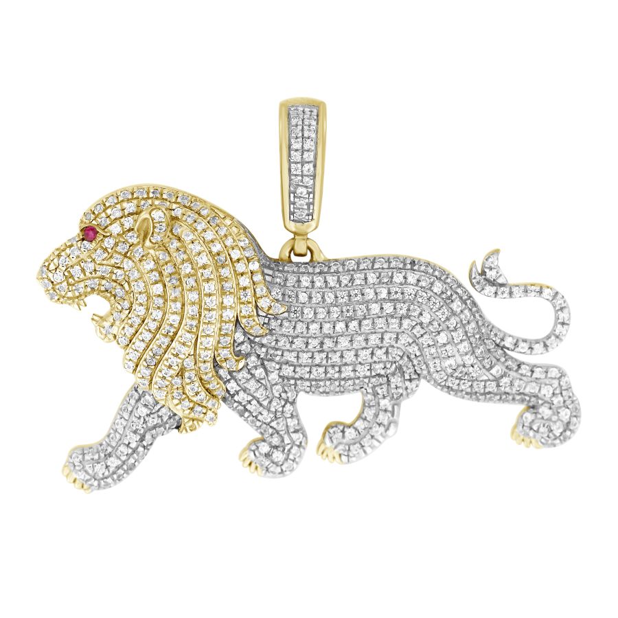 MEN'S CHARM 1.00CT ROUND DIAMOND 10K YELLOW GOLD - Image 1