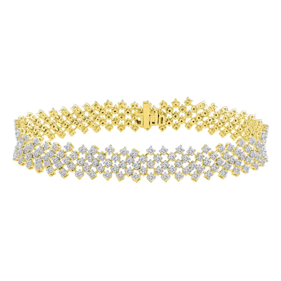 LADIES BRACELET 5.00CT ROUND DIAMOND 14K YELLOW GOLD - Image 1