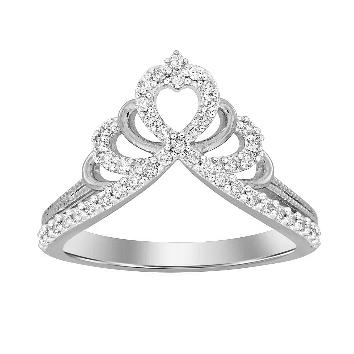 LADIES RING 0.25CT ROUND DIAMOND 10K WHITE GOLD - Image 1