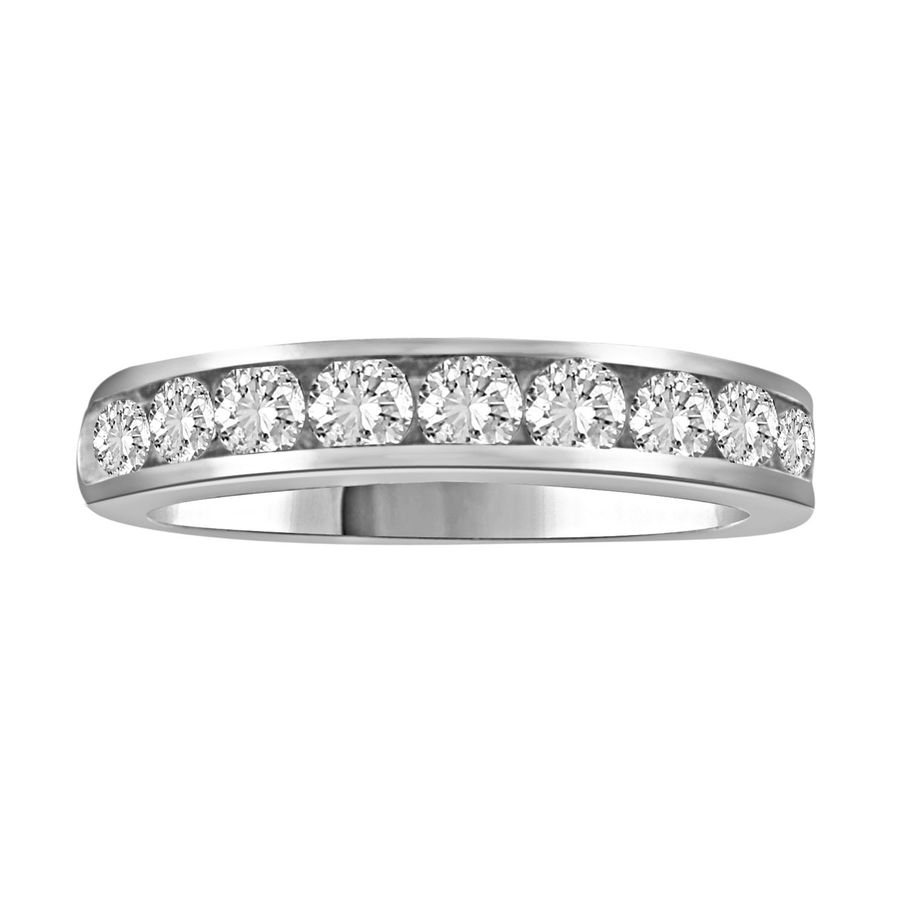LADIES BAND 1.00CT ROUND DIAMOND 14K WHITE GOLD - Image 1