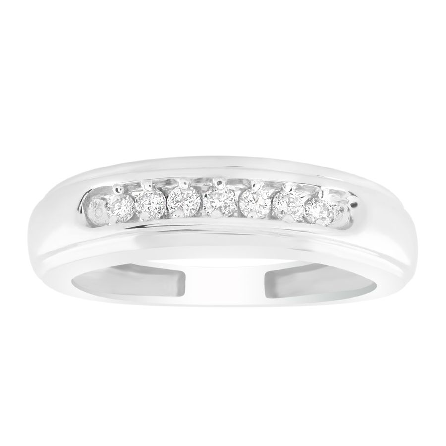 MEN'S BAND 0.15CT ROUND DIAMOND 14K WHITE GOLD (SI QUALITY) - Image 1