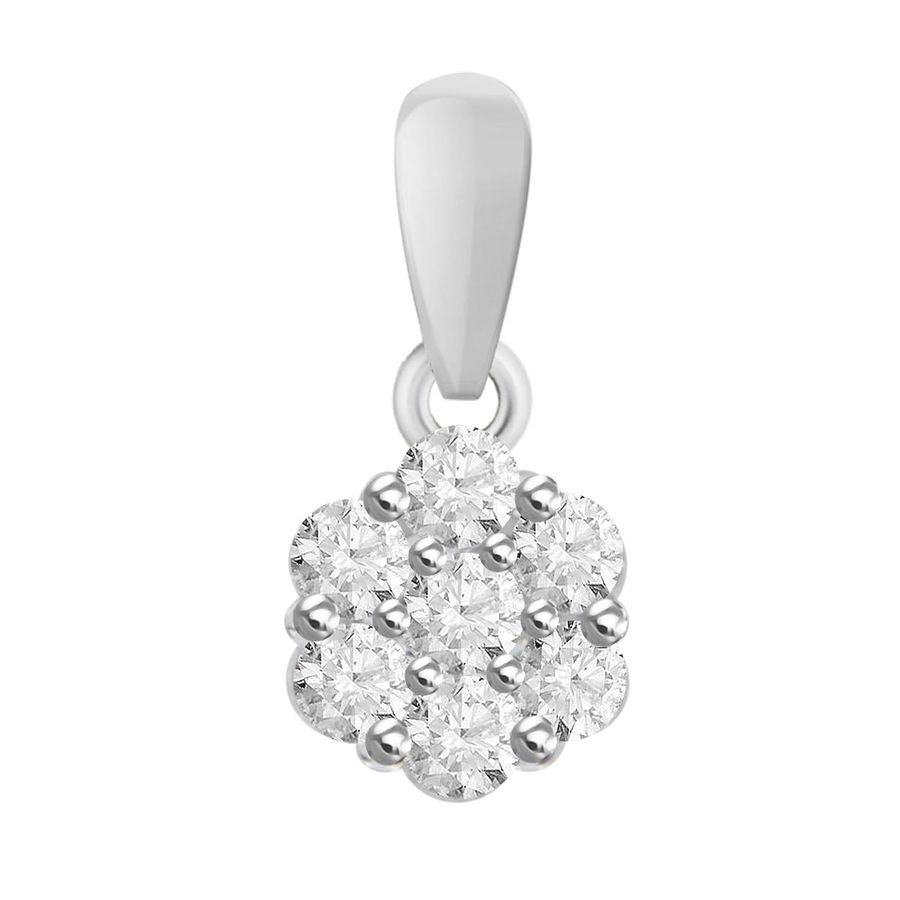 LADIES PENDANT 0.25CT ROUND DIAMOND 10K WHITE GOLD - Image 1