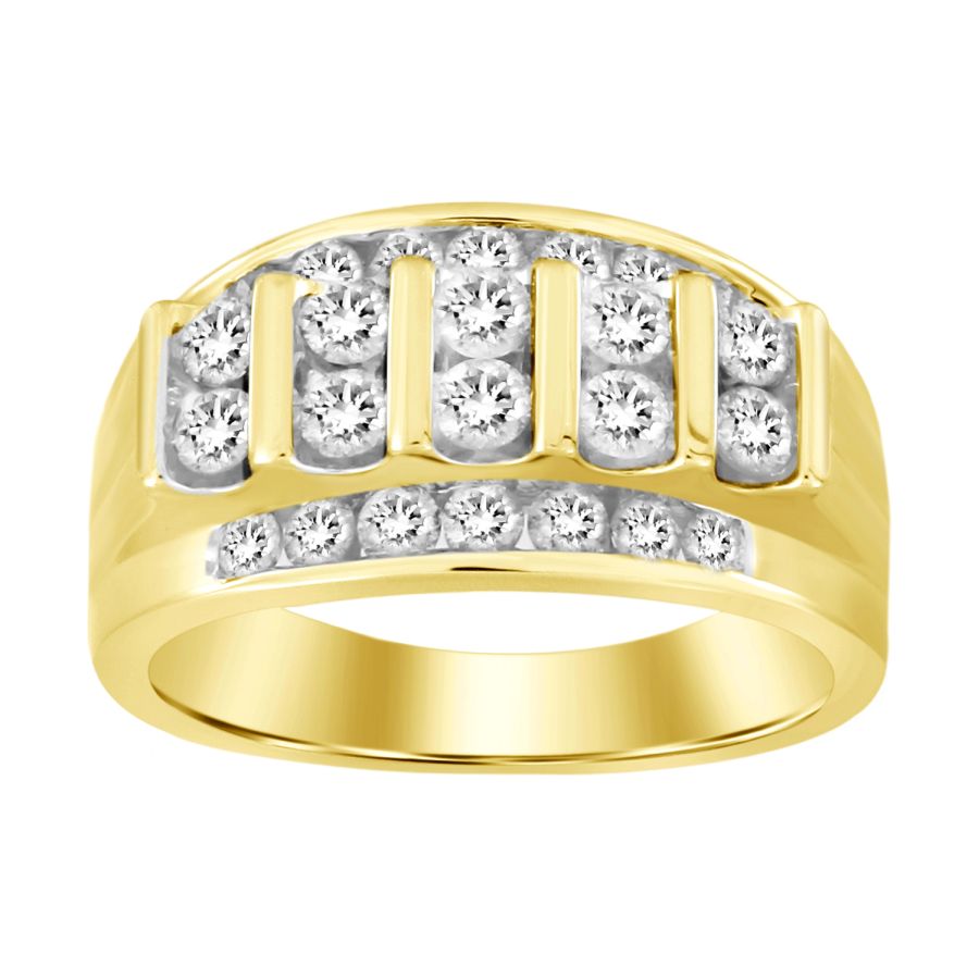 MEN'S BAND 1.50CT ROUND DIAMOND 14K YELLOW GOLD - Image 1