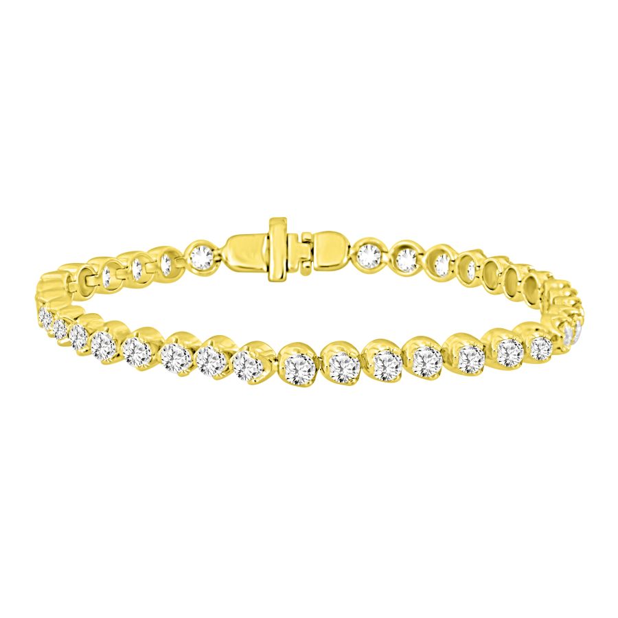 LADIES BRACELET 6.15CT ROUND DIAMOND 10K YELLOW GOLD - Image 1