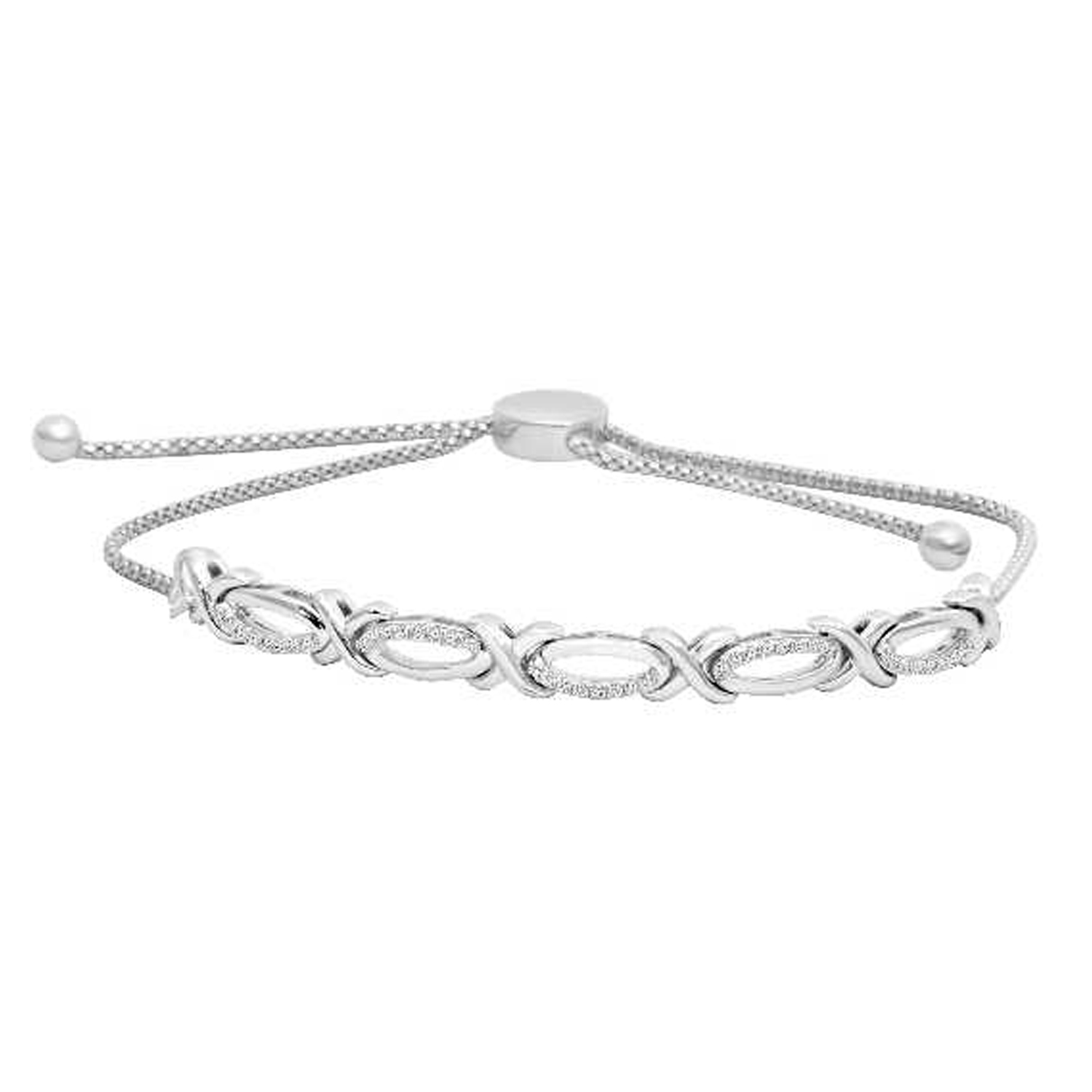 LADIES BRACELET 0.20CT ROUND DIAMOND STERLING SILVER/WHITE GOLD - Image 1