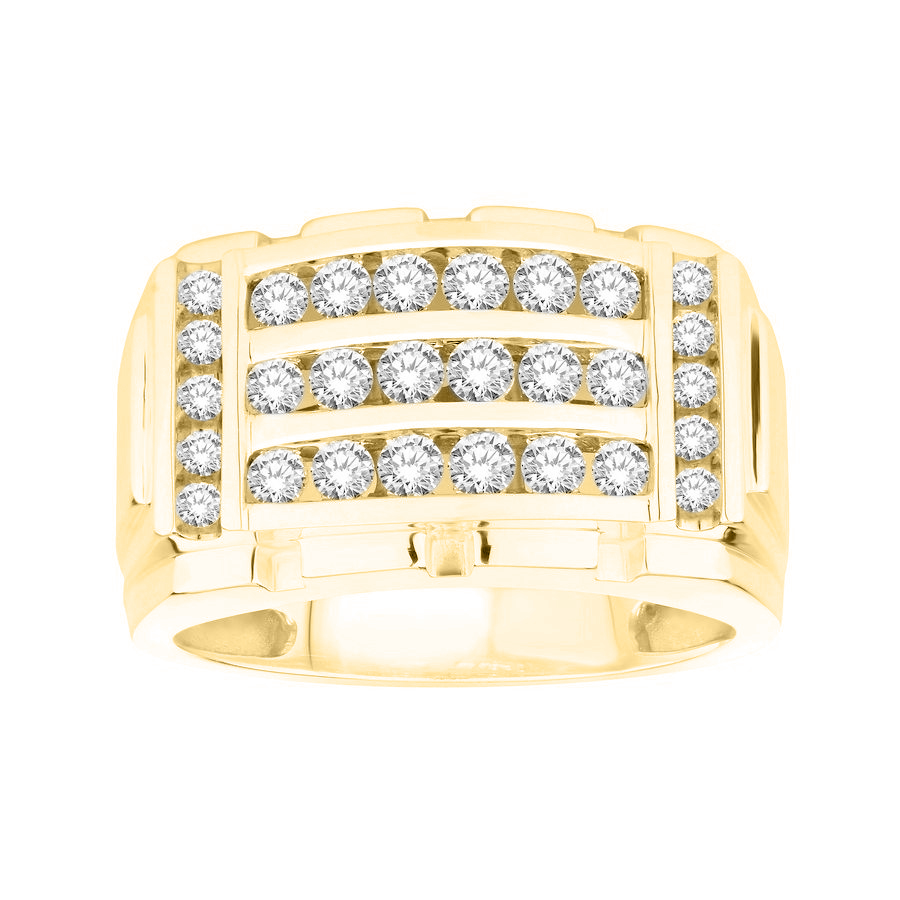 MEN'S RING 1.00CT ROUND DIAMOND 10K YELLOW GOLD - Image 1