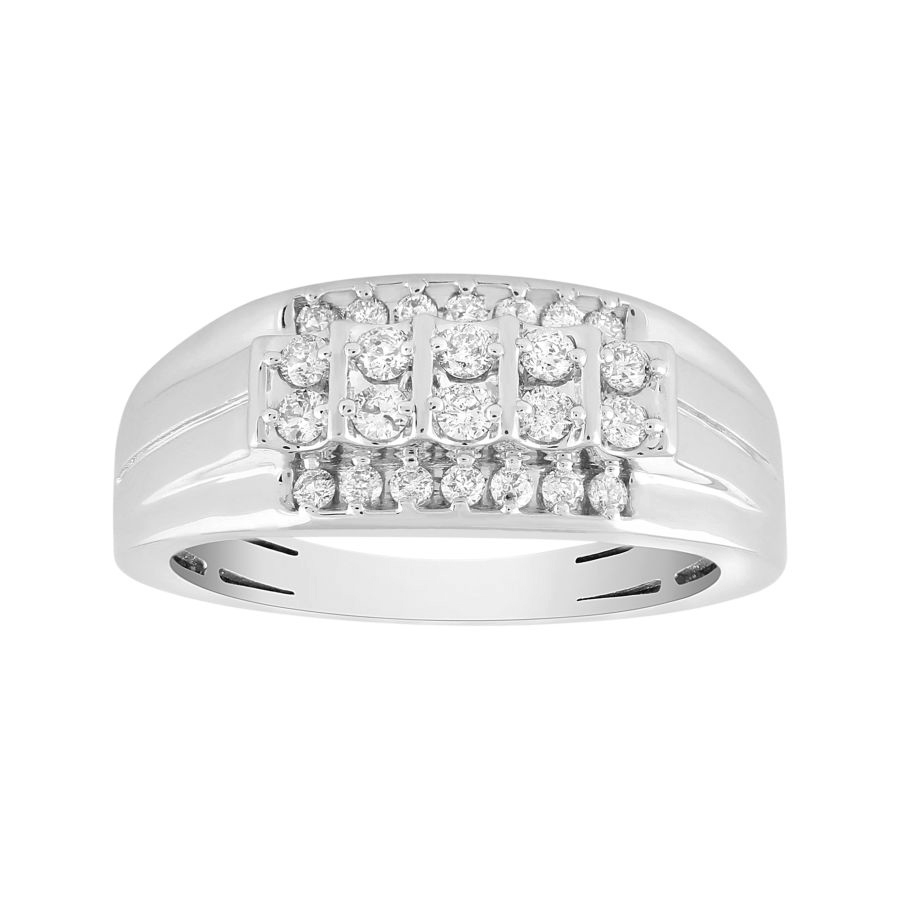 MEN'S BAND 1.00CT ROUND DIAMOND 14K WHITE GOLD - Image 1