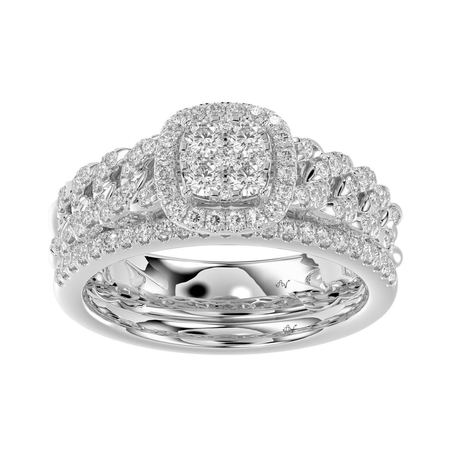 LADIES BRIDAL SET 0.75CT ROUND DIAMOND 14K WHITE GOLD - Image 1